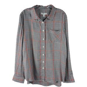 NEW Alexander Jordan white brown orange check plaid flannel button front shirt